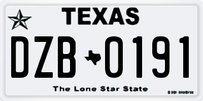 TX license plate DZB0191