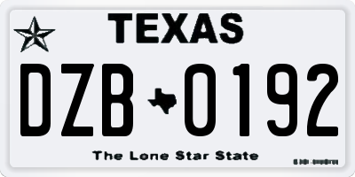 TX license plate DZB0192