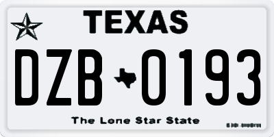 TX license plate DZB0193