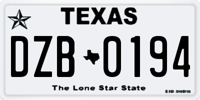 TX license plate DZB0194