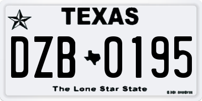 TX license plate DZB0195