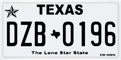 TX license plate DZB0196