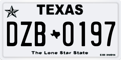 TX license plate DZB0197