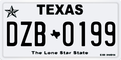 TX license plate DZB0199