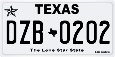 TX license plate DZB0202
