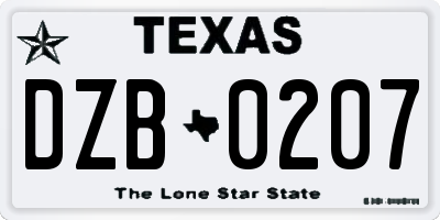 TX license plate DZB0207