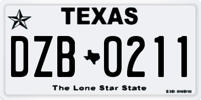 TX license plate DZB0211