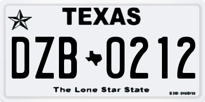 TX license plate DZB0212