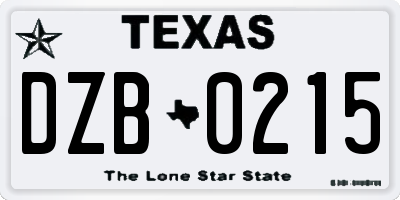 TX license plate DZB0215