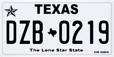 TX license plate DZB0219