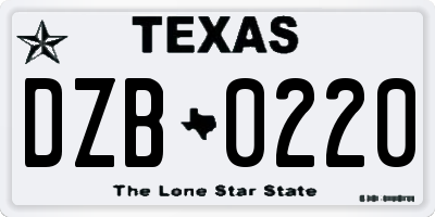 TX license plate DZB0220