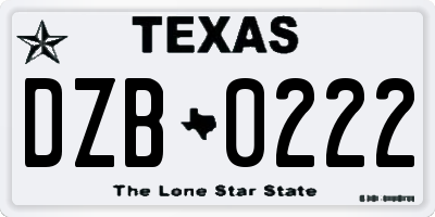 TX license plate DZB0222