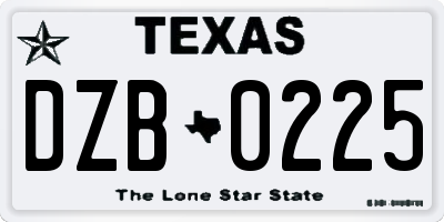 TX license plate DZB0225