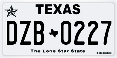 TX license plate DZB0227