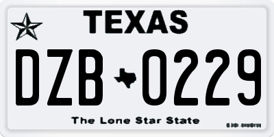 TX license plate DZB0229