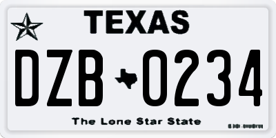 TX license plate DZB0234