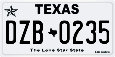 TX license plate DZB0235