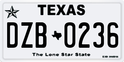 TX license plate DZB0236
