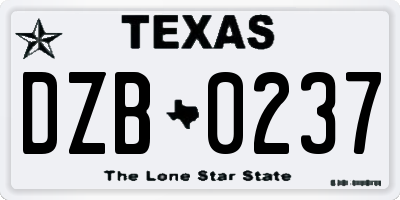TX license plate DZB0237