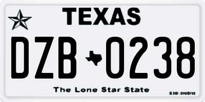 TX license plate DZB0238