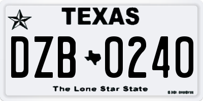 TX license plate DZB0240