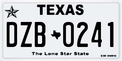 TX license plate DZB0241