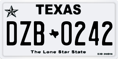 TX license plate DZB0242