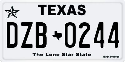 TX license plate DZB0244