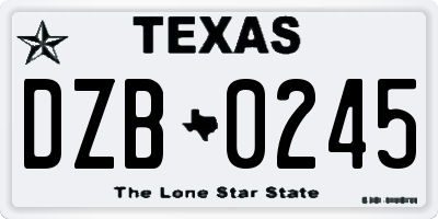TX license plate DZB0245