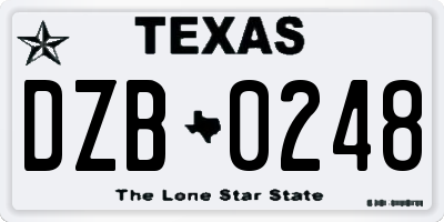 TX license plate DZB0248