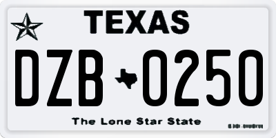 TX license plate DZB0250