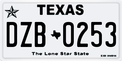 TX license plate DZB0253