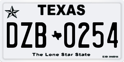 TX license plate DZB0254