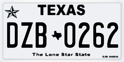 TX license plate DZB0262