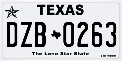 TX license plate DZB0263