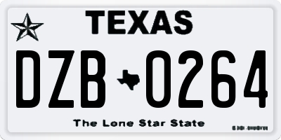 TX license plate DZB0264