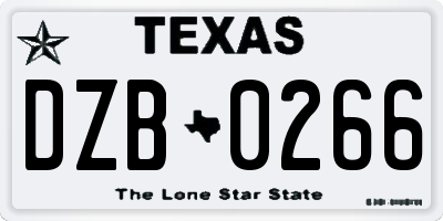 TX license plate DZB0266