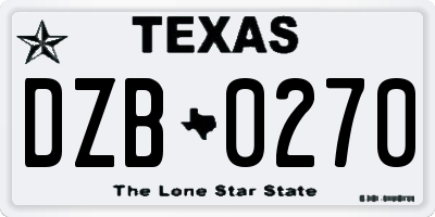 TX license plate DZB0270