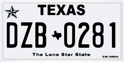 TX license plate DZB0281