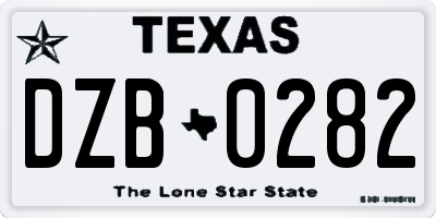 TX license plate DZB0282
