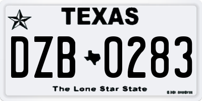 TX license plate DZB0283
