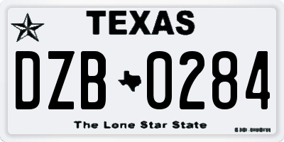 TX license plate DZB0284