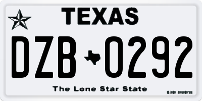 TX license plate DZB0292