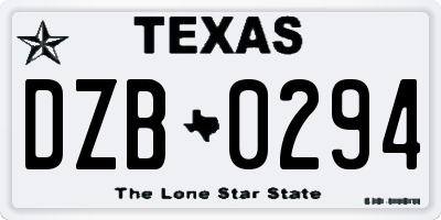 TX license plate DZB0294
