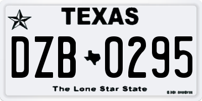TX license plate DZB0295