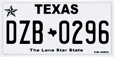 TX license plate DZB0296