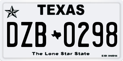 TX license plate DZB0298