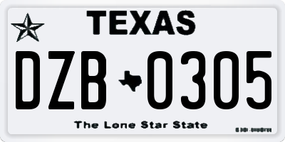 TX license plate DZB0305