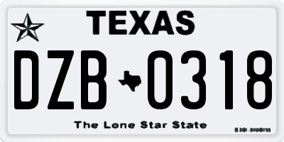 TX license plate DZB0318