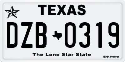 TX license plate DZB0319
